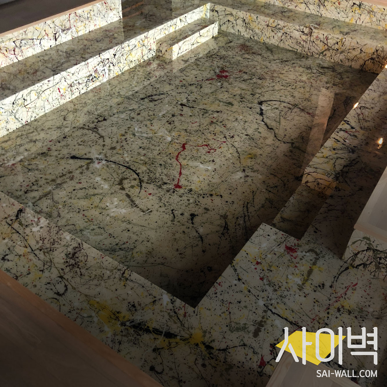 두산타워 바닥아트작업 벽화 시공 사진 4